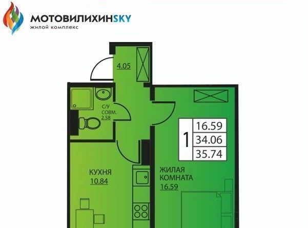 квартира г Пермь р-н Мотовилихинский ул Гашкова 2с/2 53к фото 1