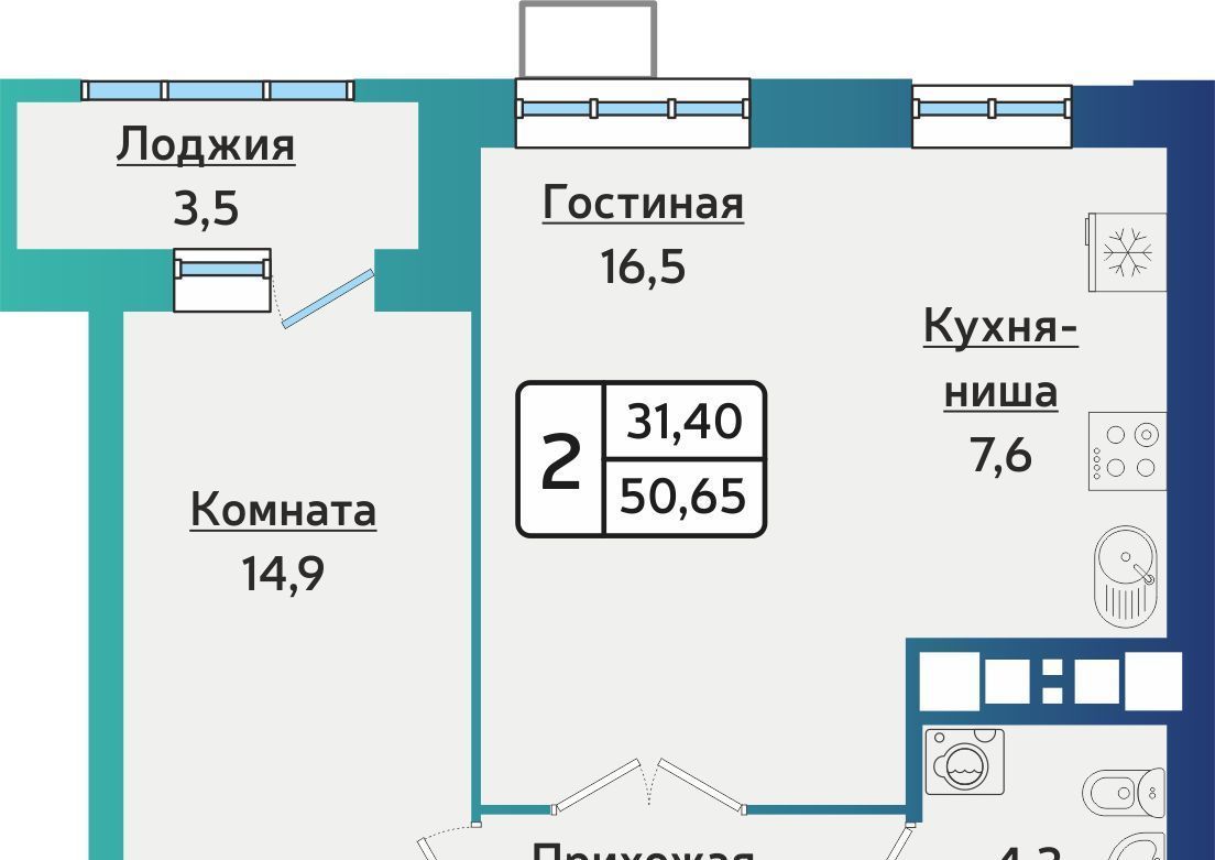 квартира г Ижевск р-н Устиновский ул Архитектора П.П.Берша 42 ЖК Берша Сити фото 1