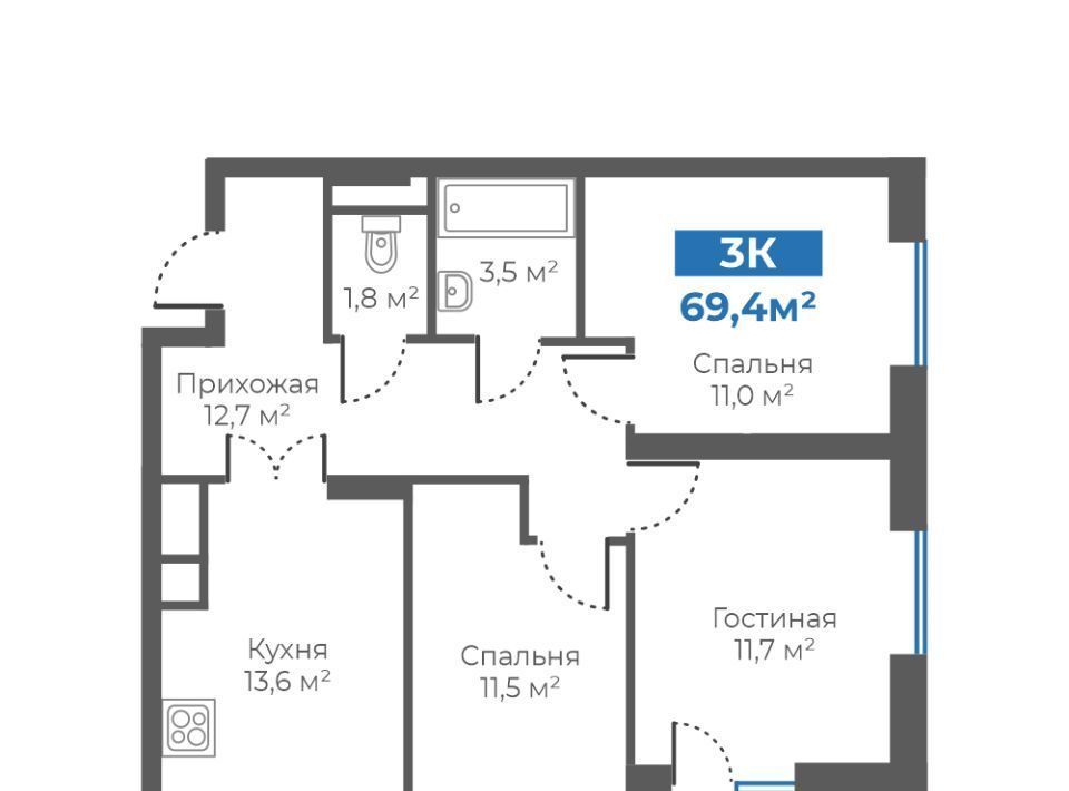 квартира г Тюмень р-н Калининский ул Интернациональная 197г фото 1