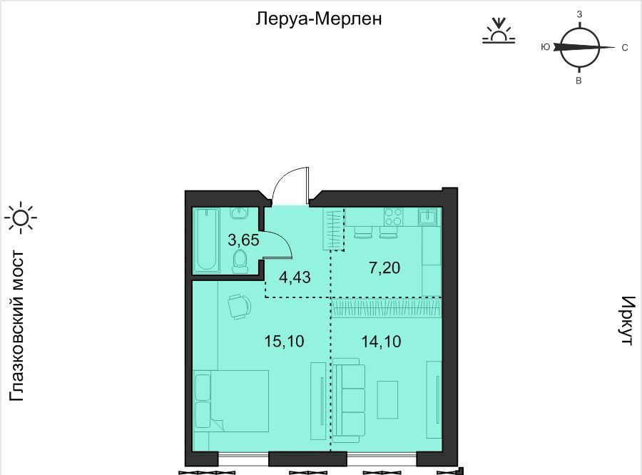 квартира г Иркутск р-н Свердловский ул Набережная Иркута 21/1 Затон кв-л фото 1