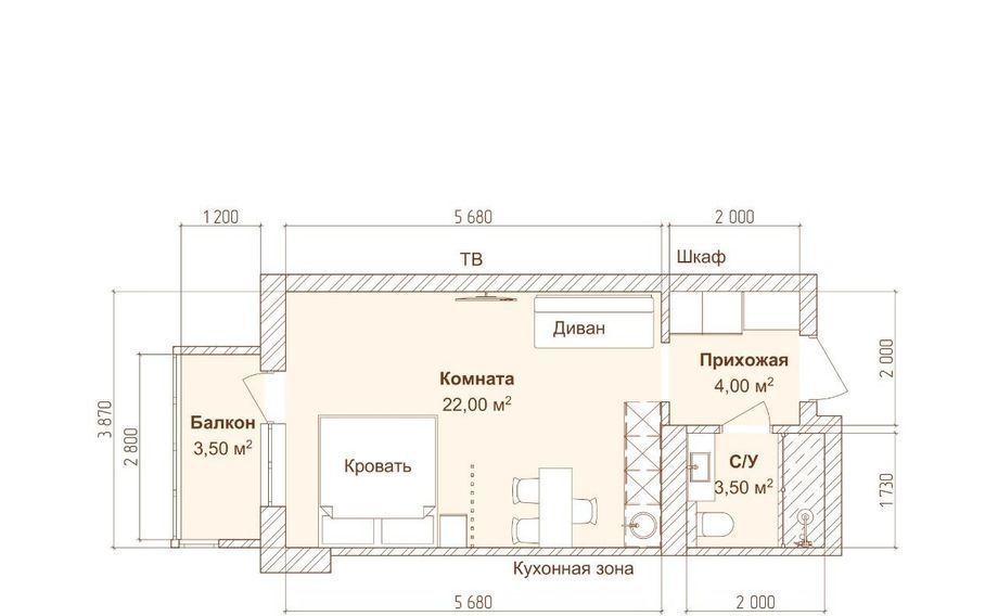 квартира г Тюмень р-н Центральный ул 2-я Луговая 24к/2 фото 21