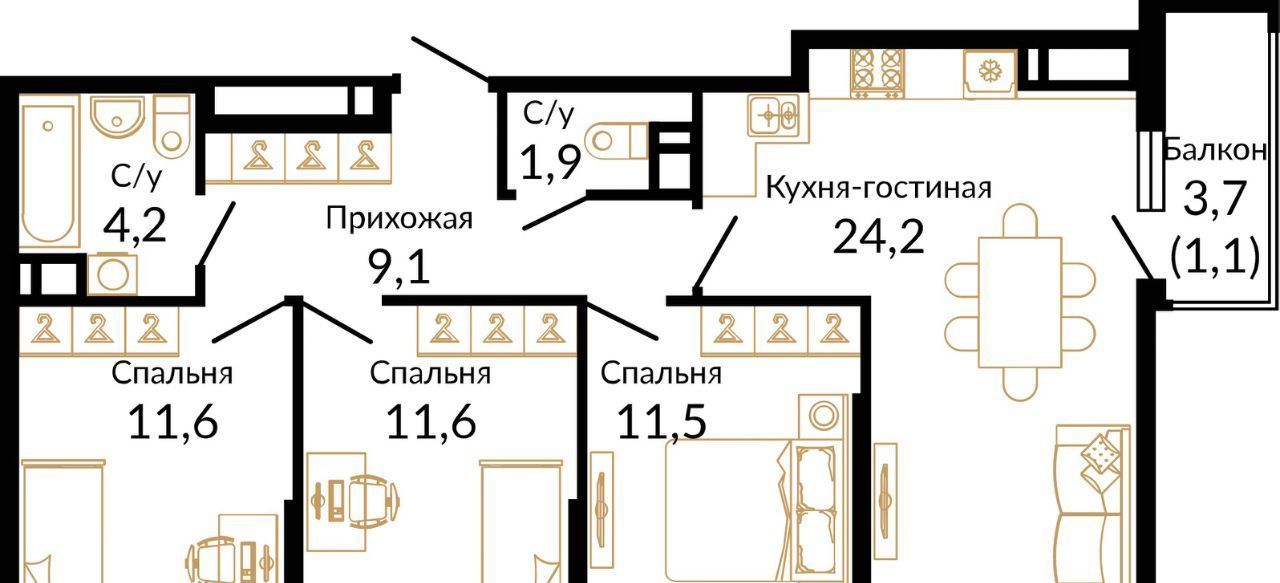 квартира г Ростов-на-Дону р-н Советский Западный ул 339-й Стрелковой Дивизии 10а/18 фото 13