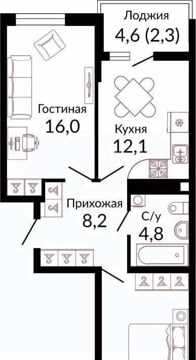 квартира г Краснодар р-н Прикубанский ш. Ближний Западный Обход, 2к 3 фото 4