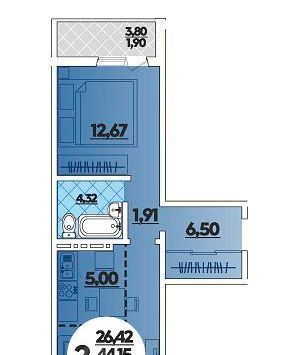 квартира г Краснодар р-н Прикубанский ул им. Героя Аверкиева А.А. 21 фото 1