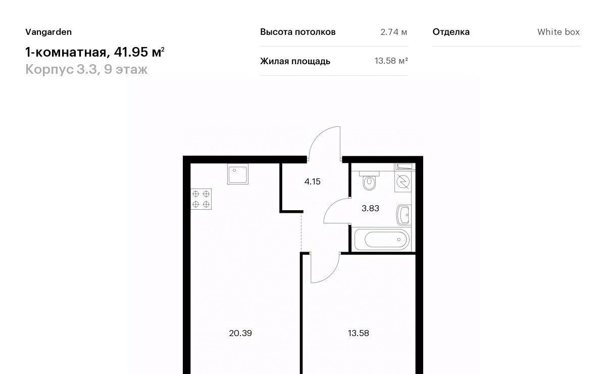 квартира г Москва метро Аминьевская ЖК Вангарден 3/3 фото 1