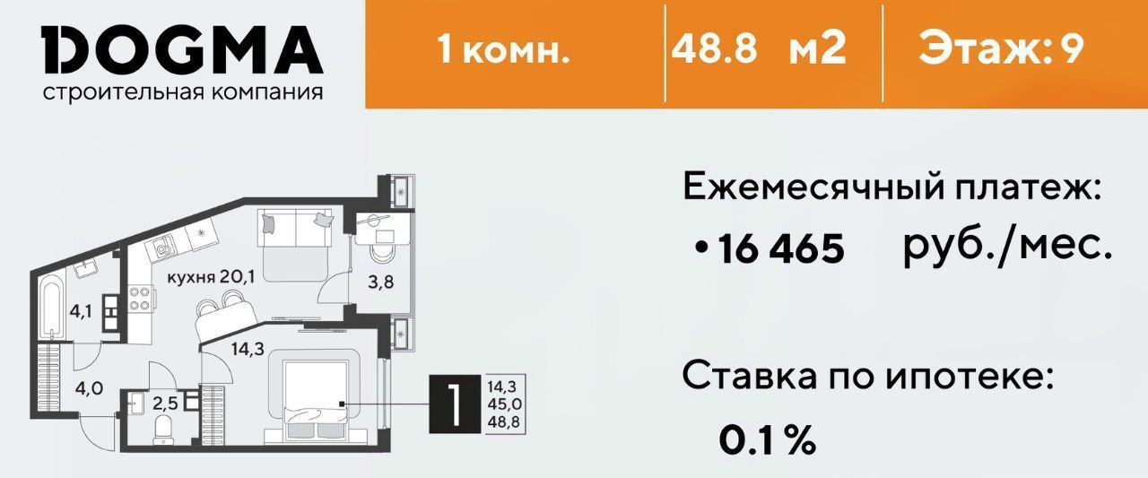 квартира г Краснодар р-н Прикубанский ЖК «Парк Победы» фото 1