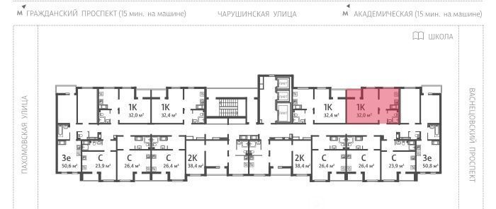 квартира г Санкт-Петербург метро Гражданский Проспект Цветной Город жилой комплекс фото 3