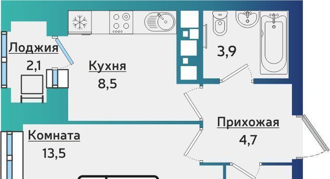 квартира г Ижевск р-н Индустриальный 10-й микрорайон Культбаза ЖК Васнецово 1 жилрайон фото 1