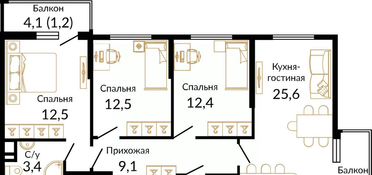 квартира г Ростов-на-Дону р-н Советский Западный ул 339-й Стрелковой Дивизии 10а/18 фото 13