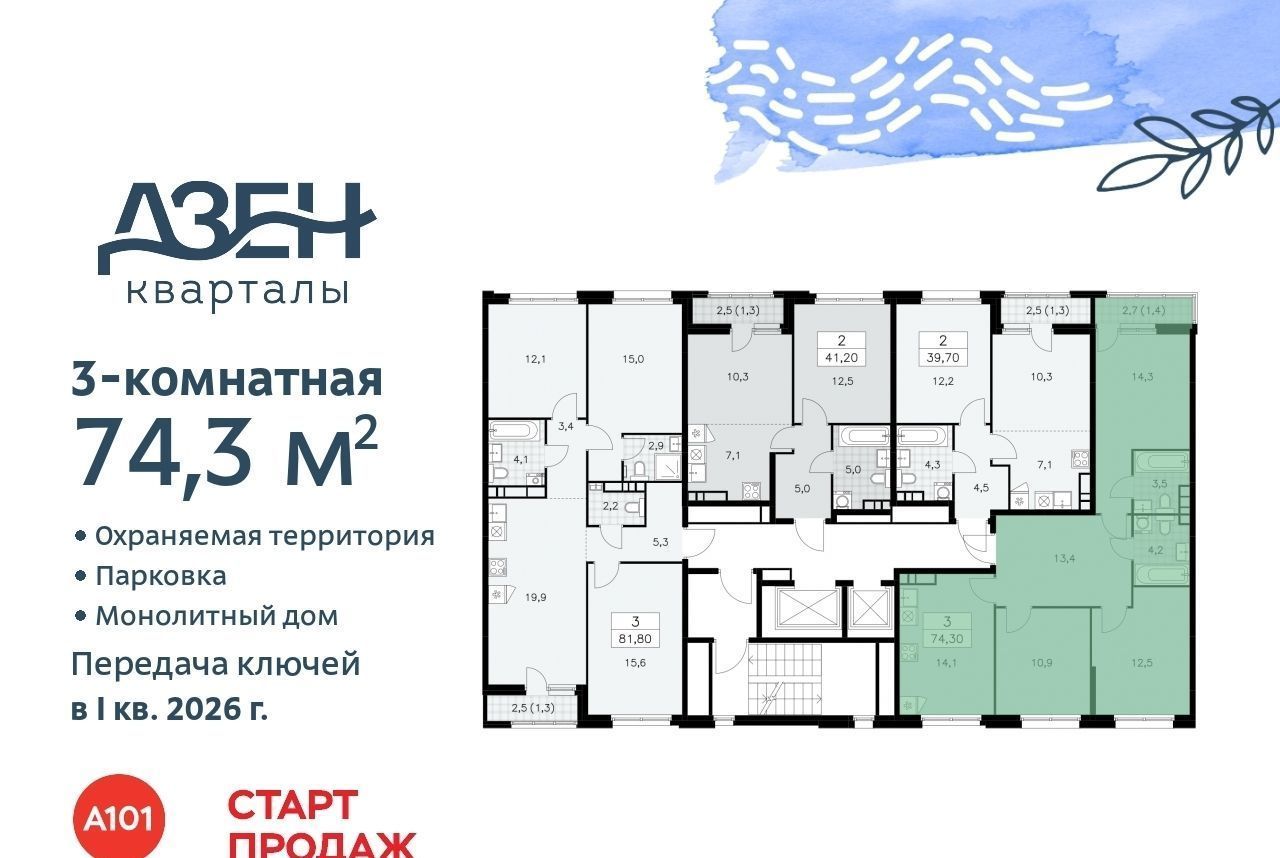 квартира г Москва п Сосенское метро Коммунарка ЖР «Дзен-кварталы» 3 фото 2