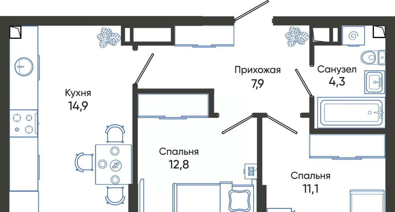 квартира г Новороссийск р-н Центральный ул Куникова 47г ш Мысхакское фото 1