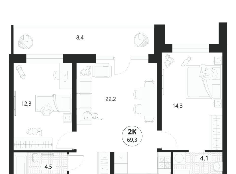 квартира г Тюмень р-н Центральный ул Братьев Бондаревых 5 фото 1