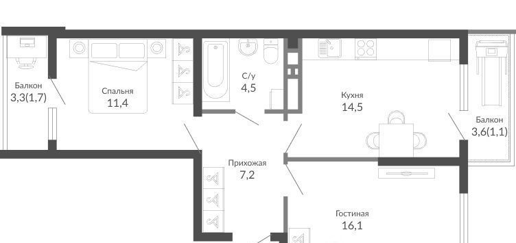 квартира г Новороссийск р-н Центральный ул Куникова 47г ЖК Облака 2 фото 1