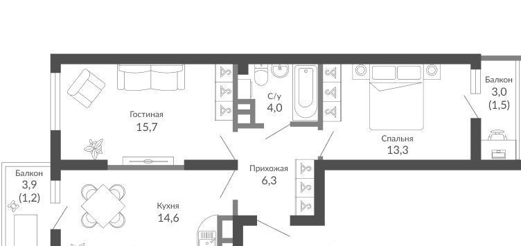 квартира г Новороссийск р-н Центральный ул Куникова 47г ЖК Облака 2 фото 2