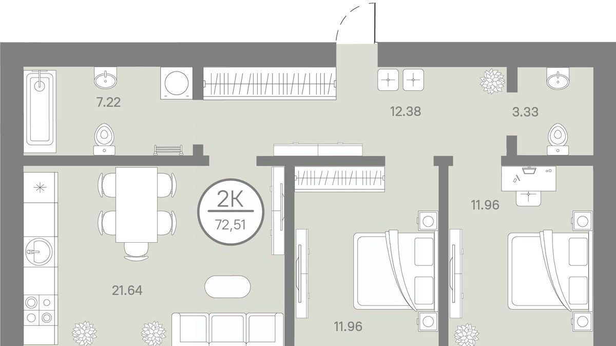 квартира г Тюмень р-н Центральный ул Тимофея Кармацкого 5к/2 фото 1