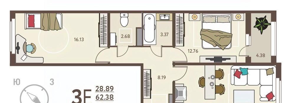 квартира г Курск р-н Сеймский КЗТЗ ул Энгельса 115/3 фото 1