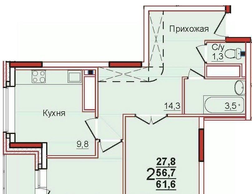 квартира р-н Ленинский с Осиновая Гора мкр Левобережный Тула фото 1