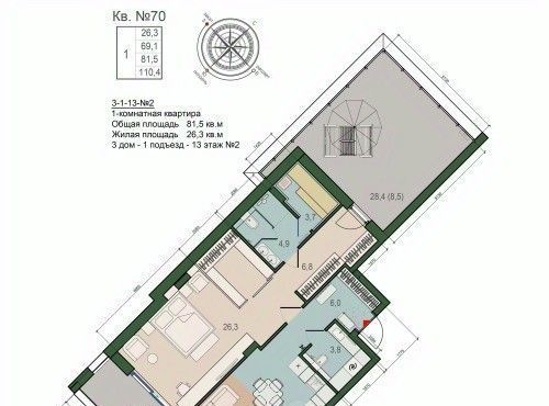 квартира г Калининград р-н Ленинградский ул Молодой гвардии 36/1 фото