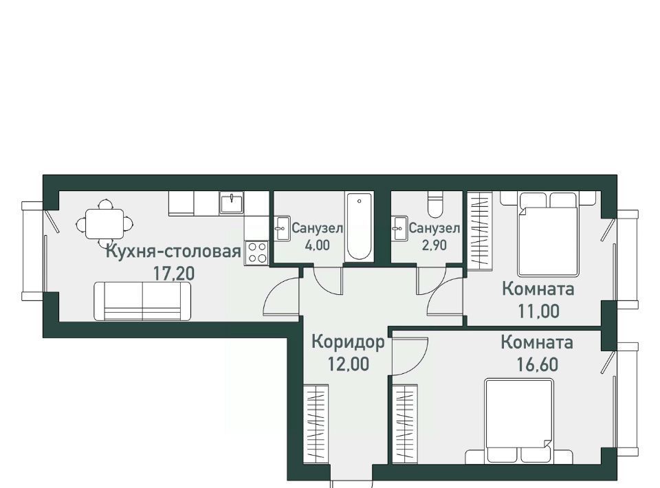 квартира р-н Сосновский п Западный р-н мкр Привилегия Кременкульское с/пос фото 1