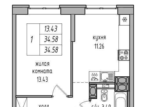 квартира г Санкт-Петербург п Парголово ул Заречная 50 метро Парнас фото 1