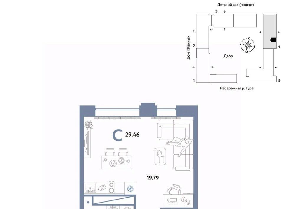 квартира г Тюмень р-н Центральный ул Береговая 100к/1 фото 1