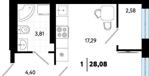 квартира г Тюмень р-н Ленинский ул Газопромысловая 1к/2 фото 1