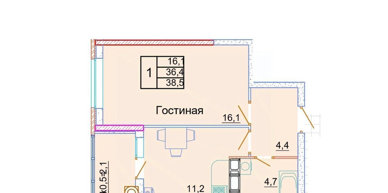 квартира г Ростов-на-Дону р-н Пролетарский Кирпичный пр-кт 40-летия Победы 103а фото 1