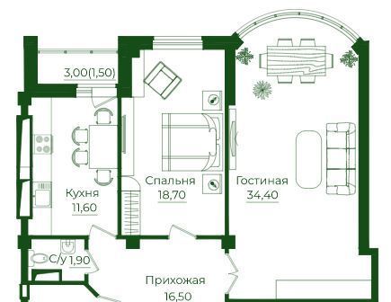 квартира г Ростов-на-Дону р-н Ворошиловский Дачный пр-кт Михаила Нагибина 38 фото 1