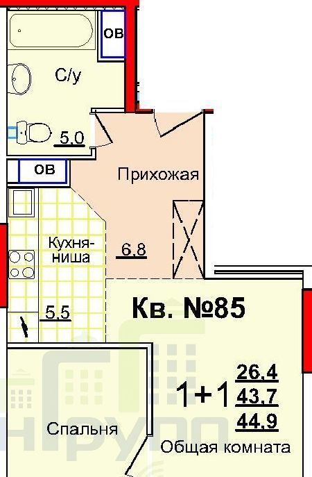 квартира г Тула р-н Центральный ул Академика Насоновой 1в фото 1