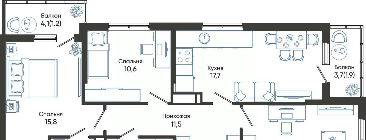 квартира г Новороссийск р-н Центральный ул Куникова 47г ЖК Облака 2 фото 1