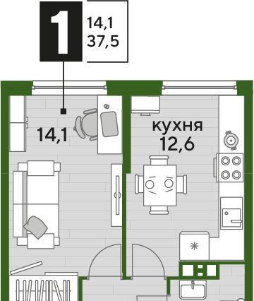 квартира г Краснодар р-н Прикубанский Догма Парк мкр фото 2