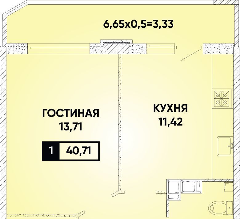 квартира г Краснодар р-н Прикубанский микрорайон «Губернский» фото 1