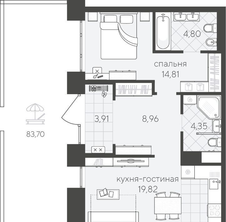 квартира г Тюмень р-н Калининский ул Василия Малкова 10 фото 1