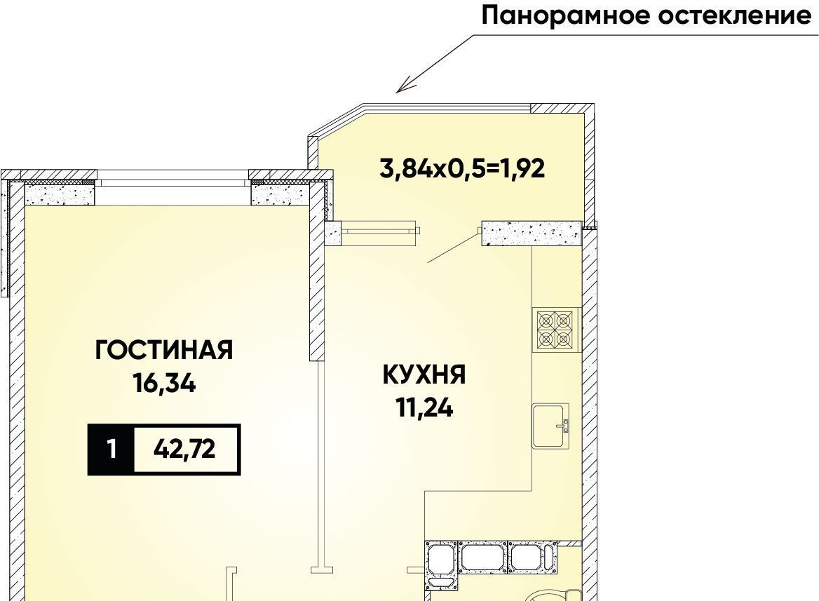 квартира г Краснодар р-н Прикубанский микрорайон «Губернский» фото 1