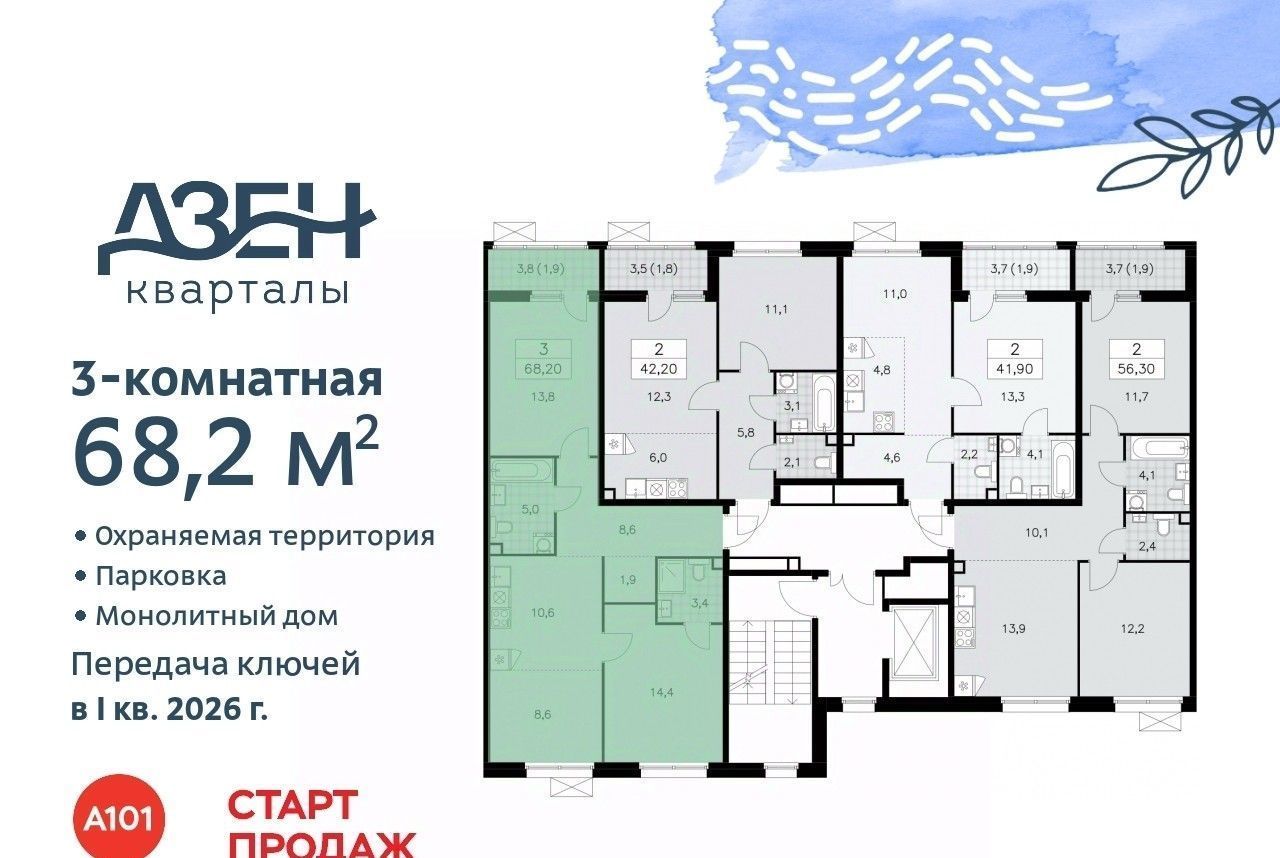 квартира г Москва п Сосенское метро Коммунарка ЖР «Дзен-кварталы» фото 2