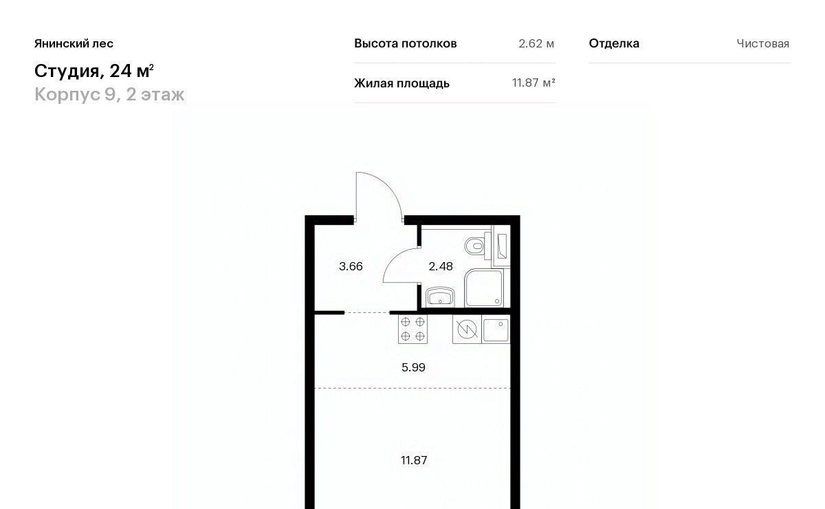 квартира р-н Всеволожский п Янино-1 ЖК Янинский Лес Заневское городское поселение, Проспект Большевиков фото 1