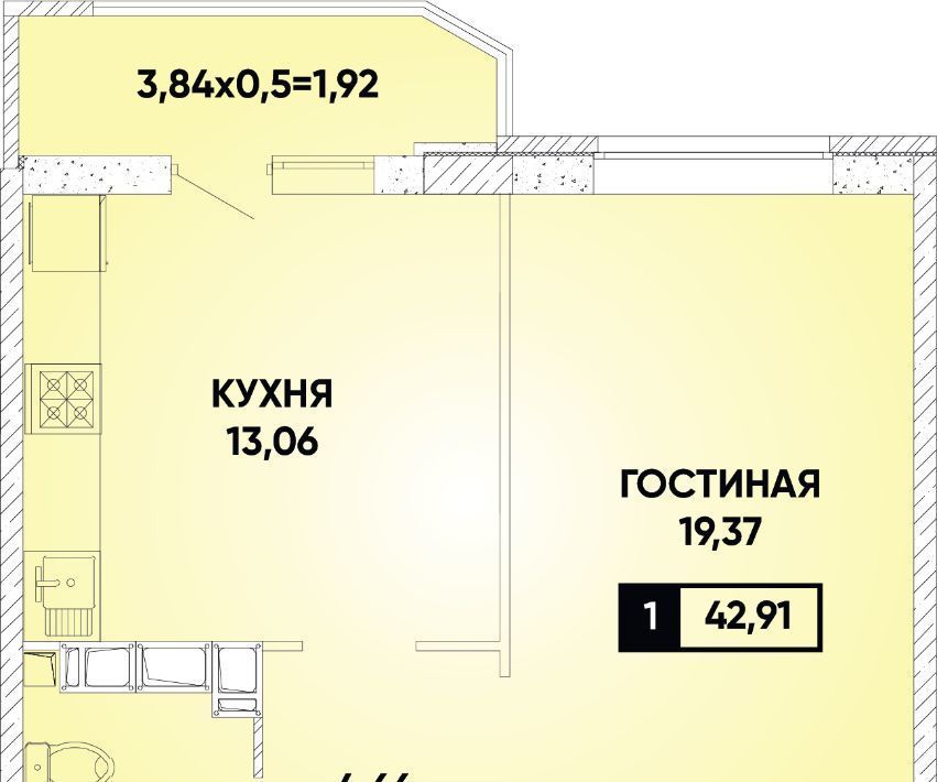 квартира г Краснодар р-н Прикубанский микрорайон «Губернский» фото 1