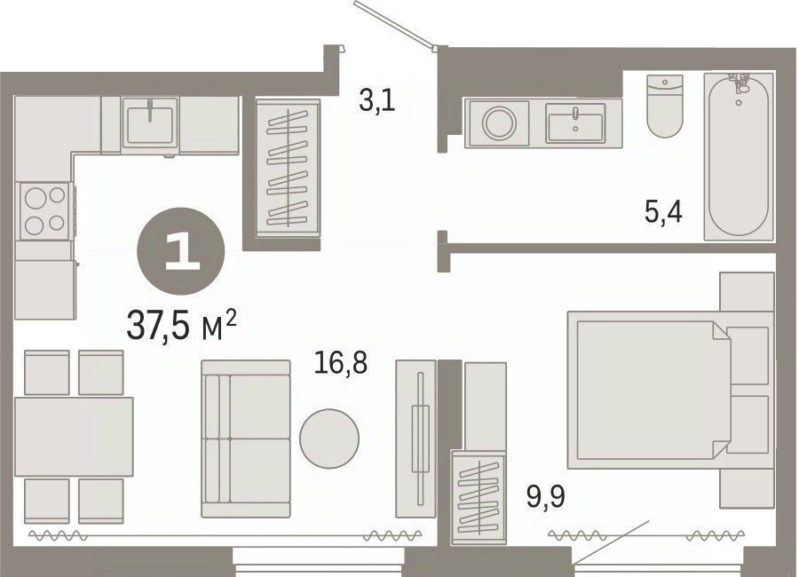 квартира г Тюмень р-н Калининский ул Молодогвардейцев 5к/1 фото 1