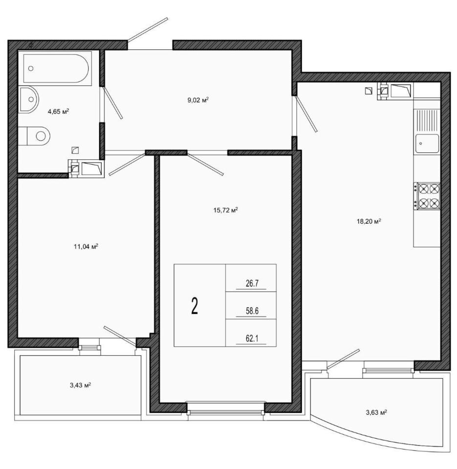 квартира г Краснодар р-н Прикубанский ул им. Адмирала Крузенштерна 5к/1 фото 17