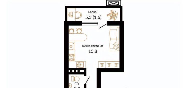 квартира г Краснодар р-н Прикубанский ЖК Южане фото 1