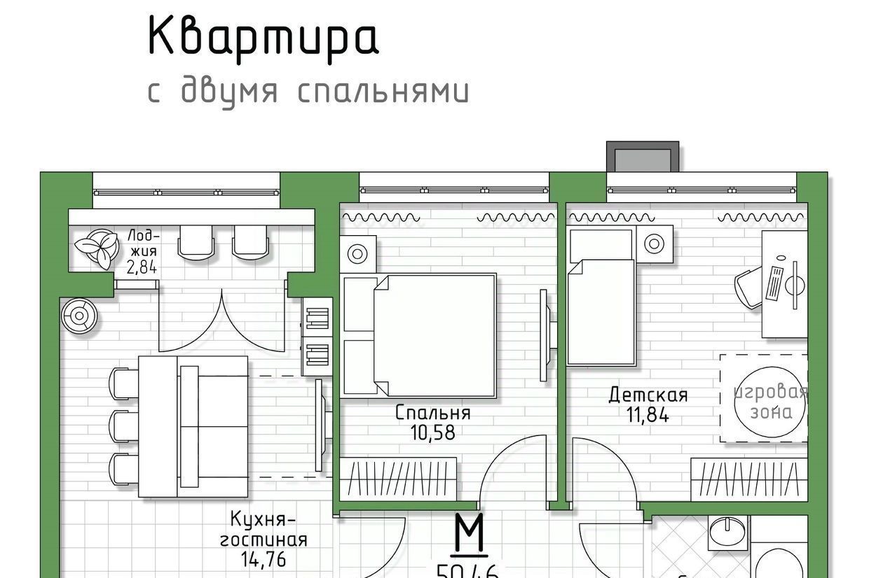 квартира р-н Ленинский п Молодежный 5 Баллов жилой комплекс, Тула фото 1