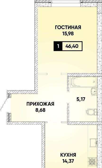 квартира г Краснодар р-н Прикубанский микрорайон «Губернский» фото 1