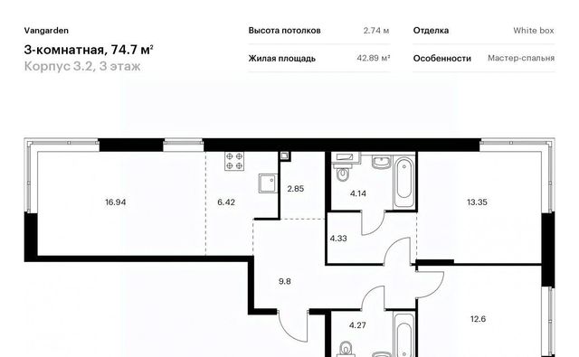 квартира г Москва метро Аминьевская ЖК Вангарден 3/2 фото