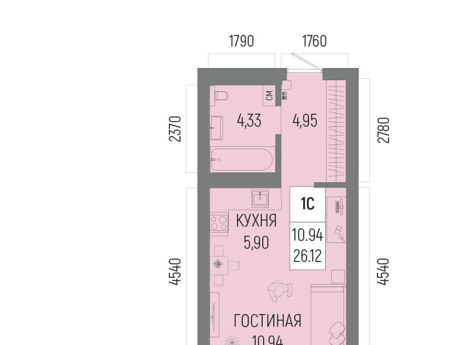 квартира г Уфа р-н Октябрьский ЖК «Новатор» Глумилино-1 мкр фото 1