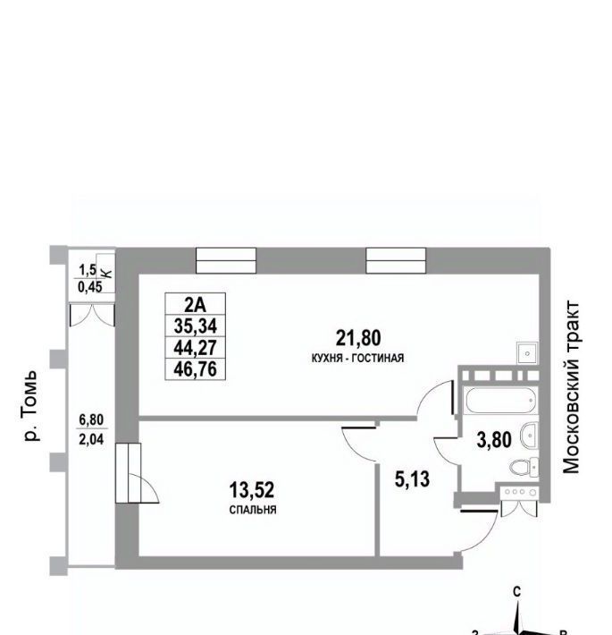 квартира г Томск р-н Кировский тракт Московский 109бс/4 фото 1