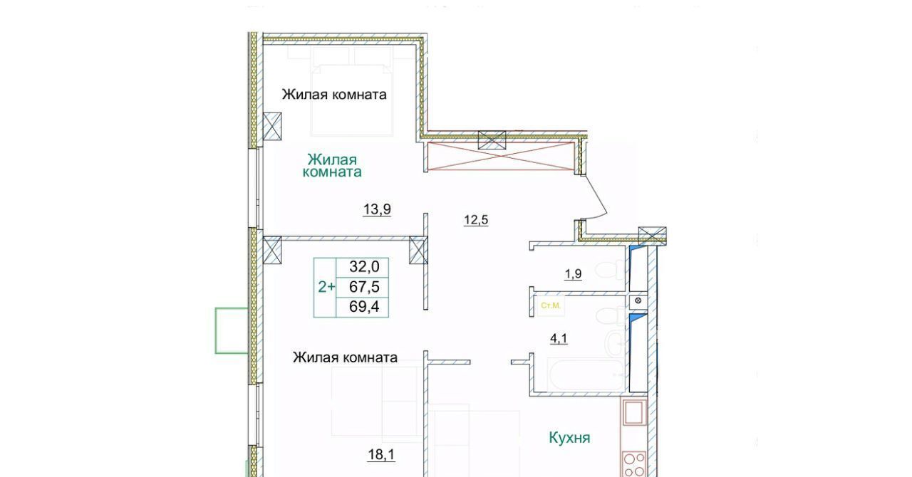 квартира г Старый Оскол микрорайон Космос 11 фото 1