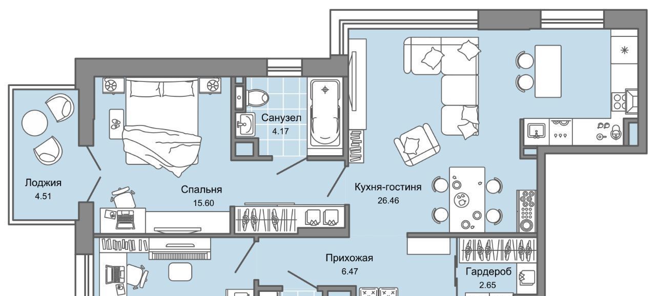 квартира г Екатеринбург п Широкая Речка Чкаловская ЖК «Лес» фото 1