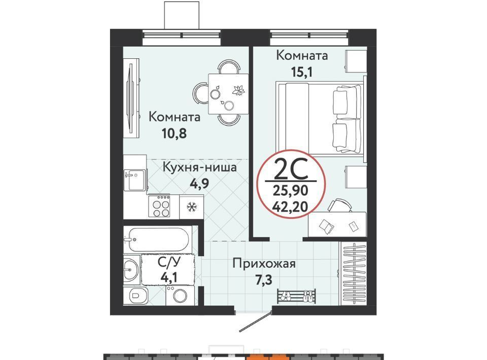 квартира г Новосибирск р-н Дзержинский Золотая Нива ул Есенина 114 ЖК «Первый на Есенина» фото 1