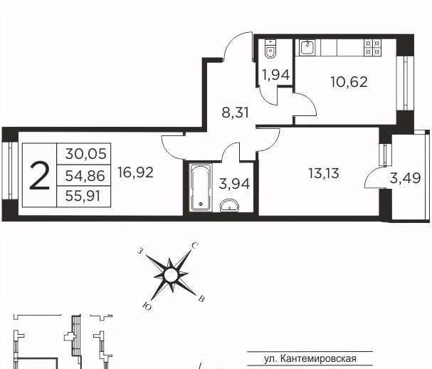 квартира г Санкт-Петербург метро Лесная пр-кт Большой Сампсониевский 70к/2 фото 1