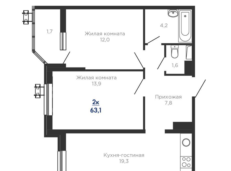 квартира г Краснодар р-н Карасунский ЖК «Сказка Град» фото 1